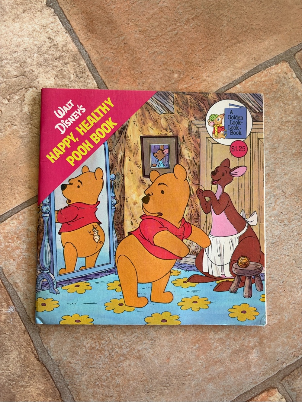 Walt Disney's Happy, Healthy Pooh Book - Yellow & Red Cover 1977